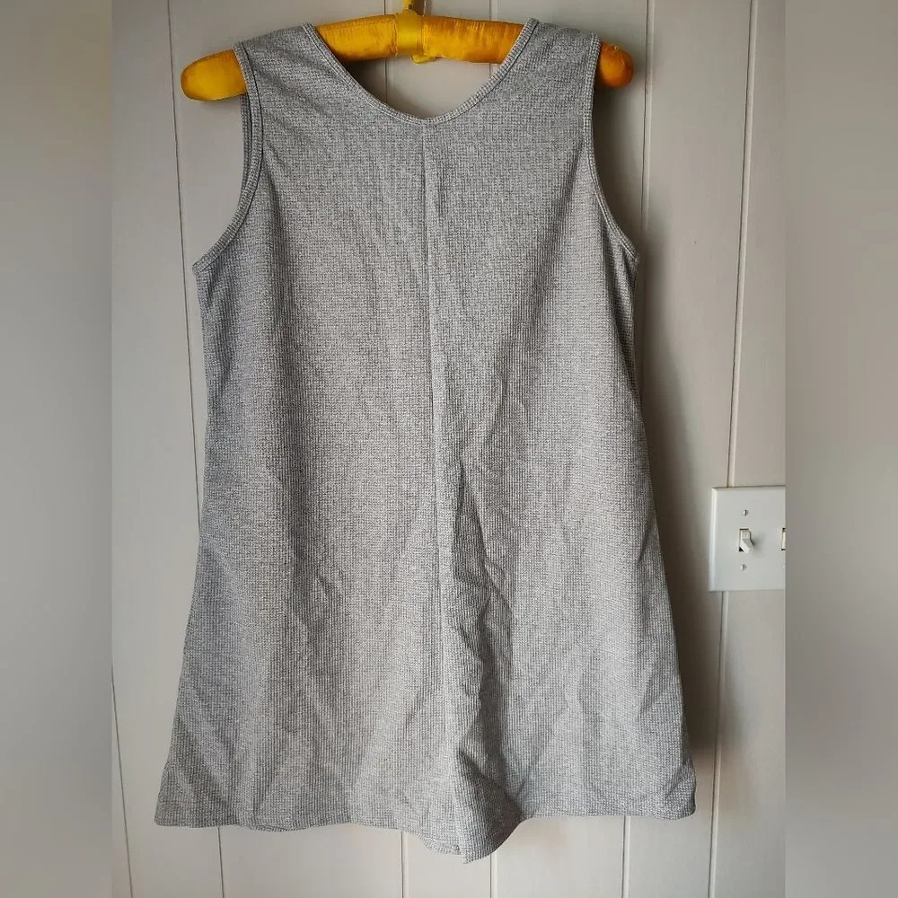 Sugar Magnolia Gray Waffle Knit Sleeveless Romper Pockets Relaxed Fit Medium NWT - Picture 6 of 8